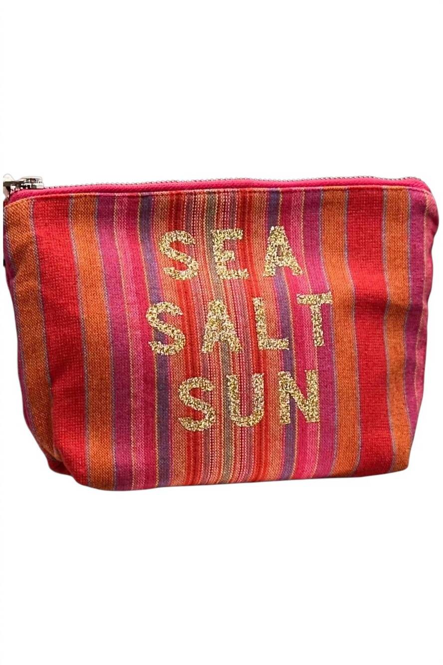 NEW QUILTED KOALA women's sea-salt-sun pouch in pink striped